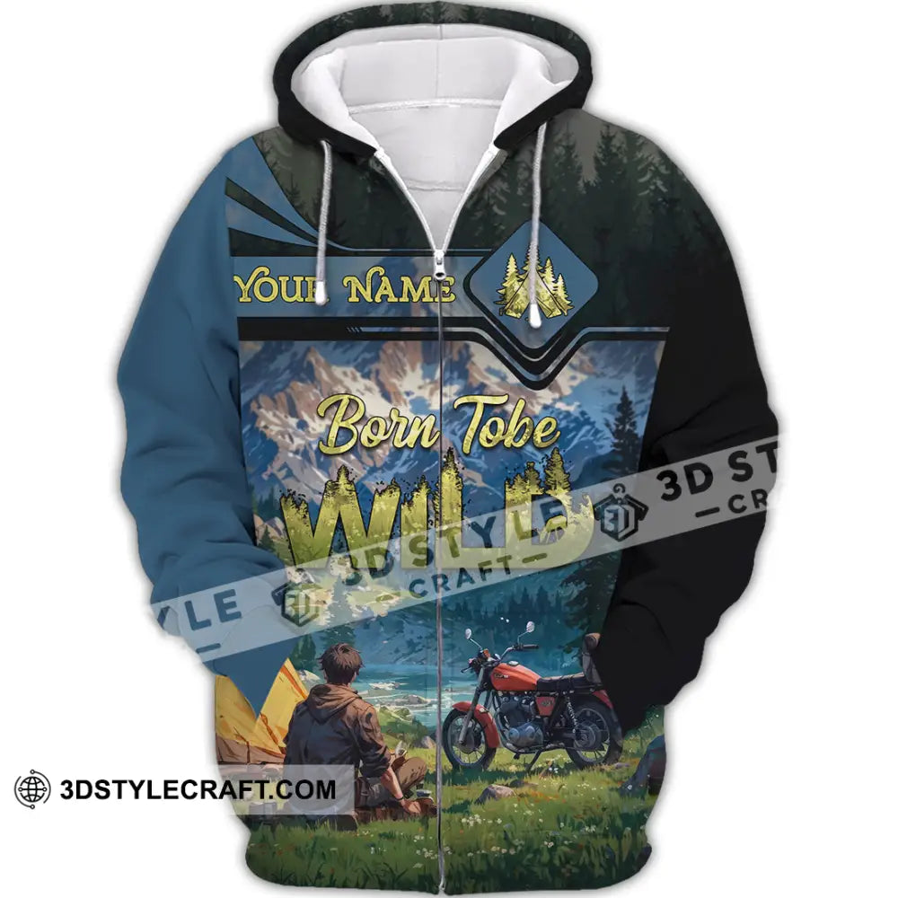 Unisex Shirt - Custom Born Tobe Wild Camping Shirt Zipper Hoodie / S T-shirt