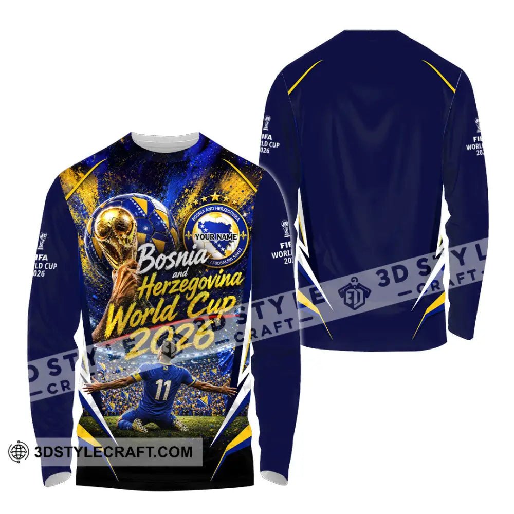 Unisex Shirt - Custom Bosnia And Herzegovina World Cup 2026 Shirt - Long Sleeve Shirt / S - T-shirt