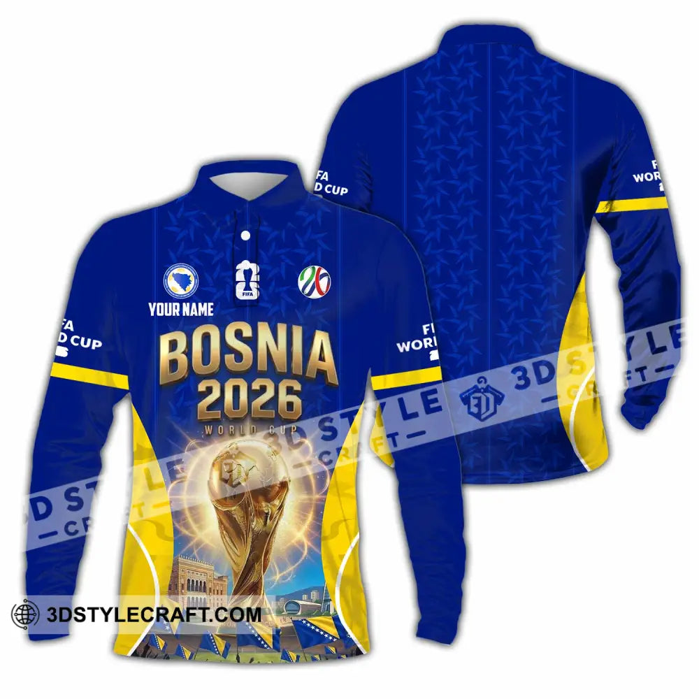 Unisex Shirt - Custom Bosnia World Cup 2026 Shirt - Long Sleeve Polo / S - T-shirt
