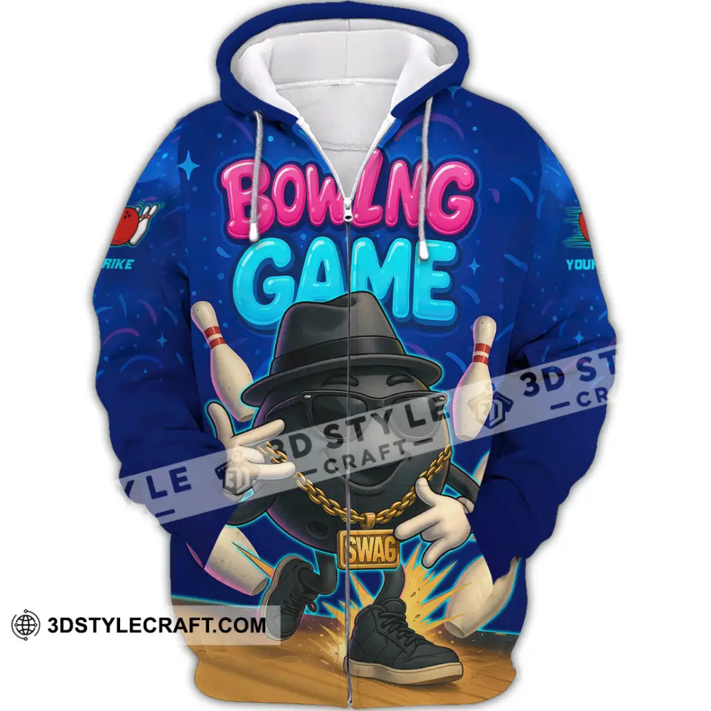 Unisex Shirt - Custom Bowling Game Swag Shirt Zipper Hoodie / S T-shirt