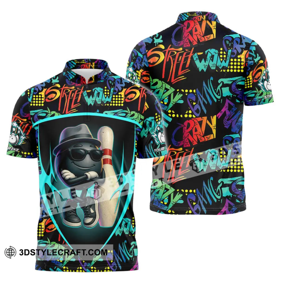 Unisex Shirt - Custom Bowling Gang Shirt Zipper Polo Shirt / S T-shirt