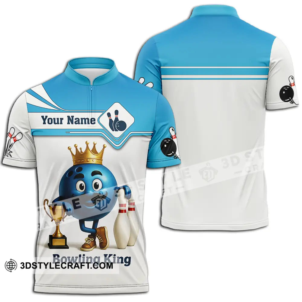 Unisex Shirt - Custom Bowling King Shirt Zipper Polo Shirt / S T-shirt