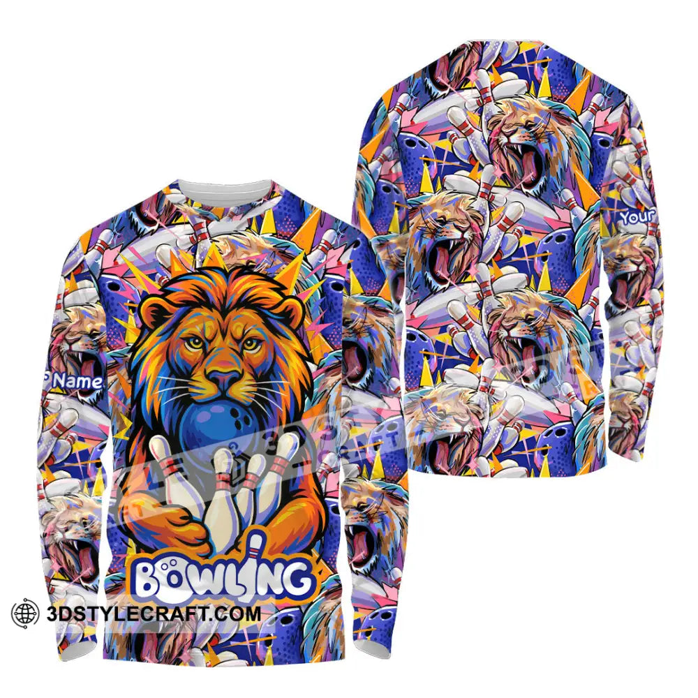 Unisex Shirt - Custom Bowling Lion Shirt Long Sleeve Shirt / S T-shirt