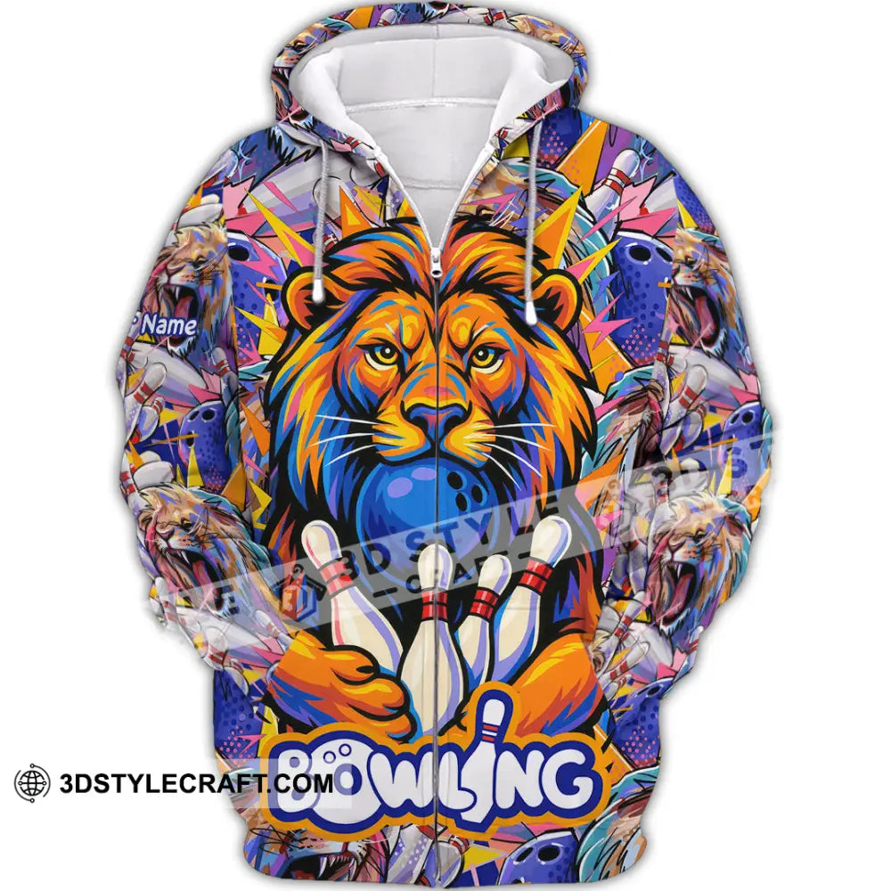 Unisex Shirt - Custom Bowling Lion Shirt Zipper Hoodie / S T-shirt