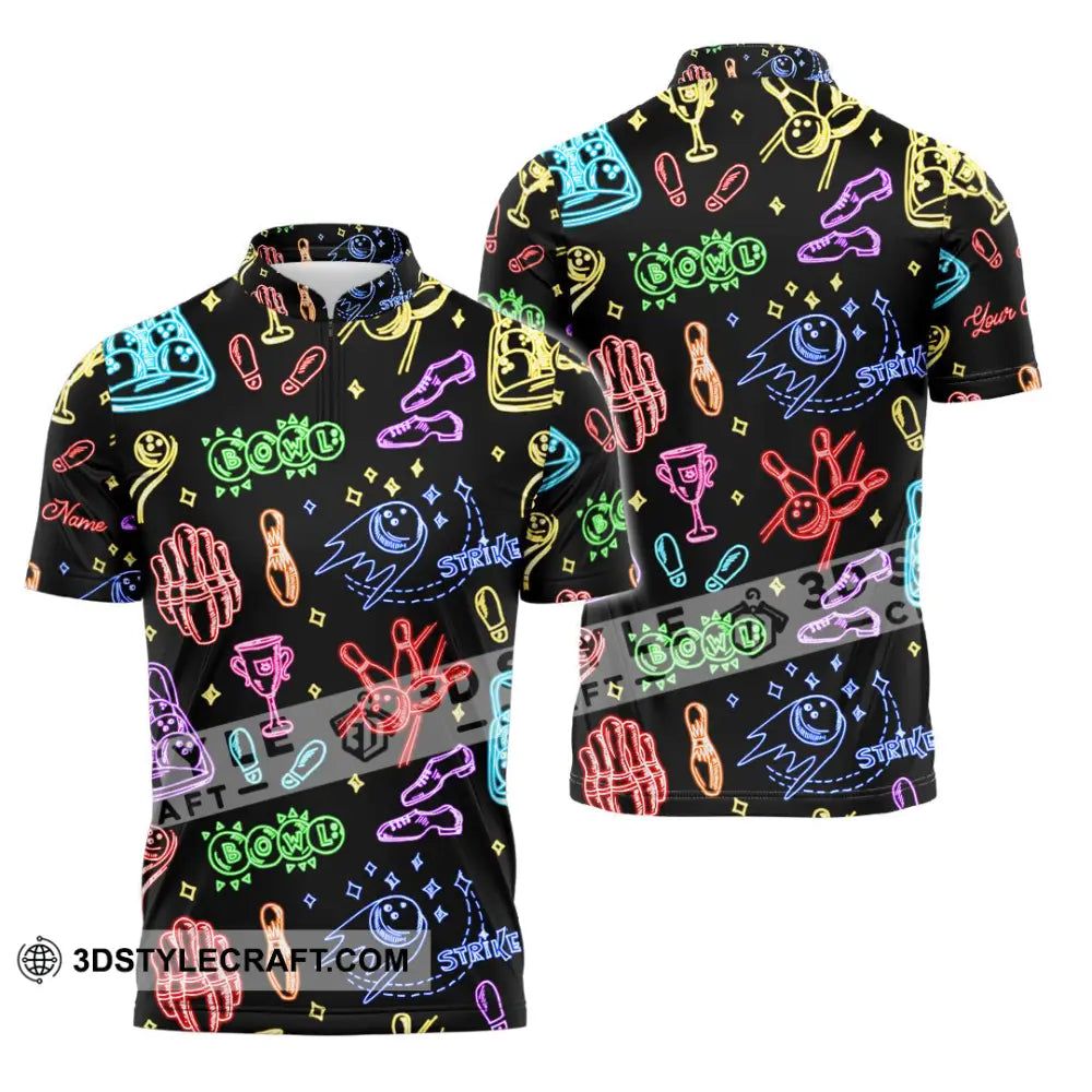 Unisex Shirt - Custom Bowling Strike Shirt Zipper Polo Shirt / S T-shirt