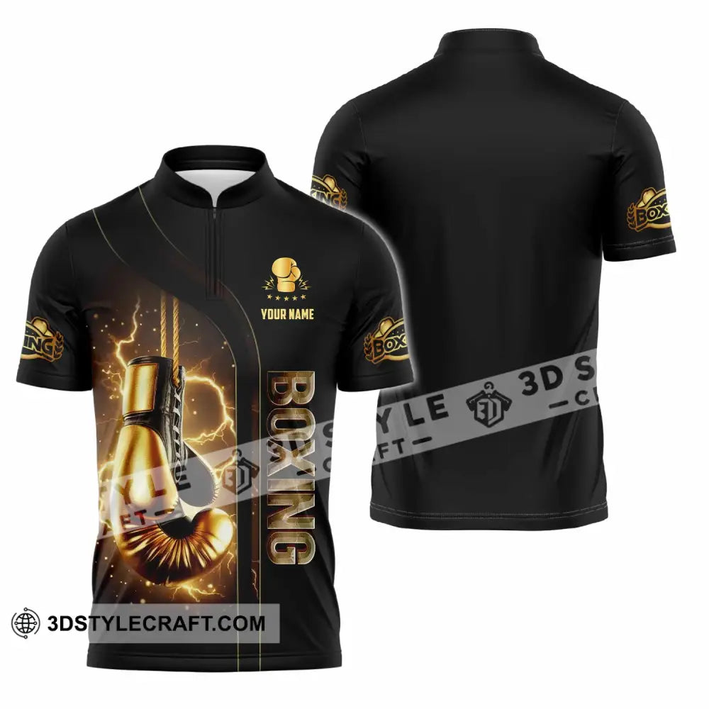 Unisex Shirt - Custom Boxing Lover Sport Shirt Zipper Polo Shirt / S T-shirt