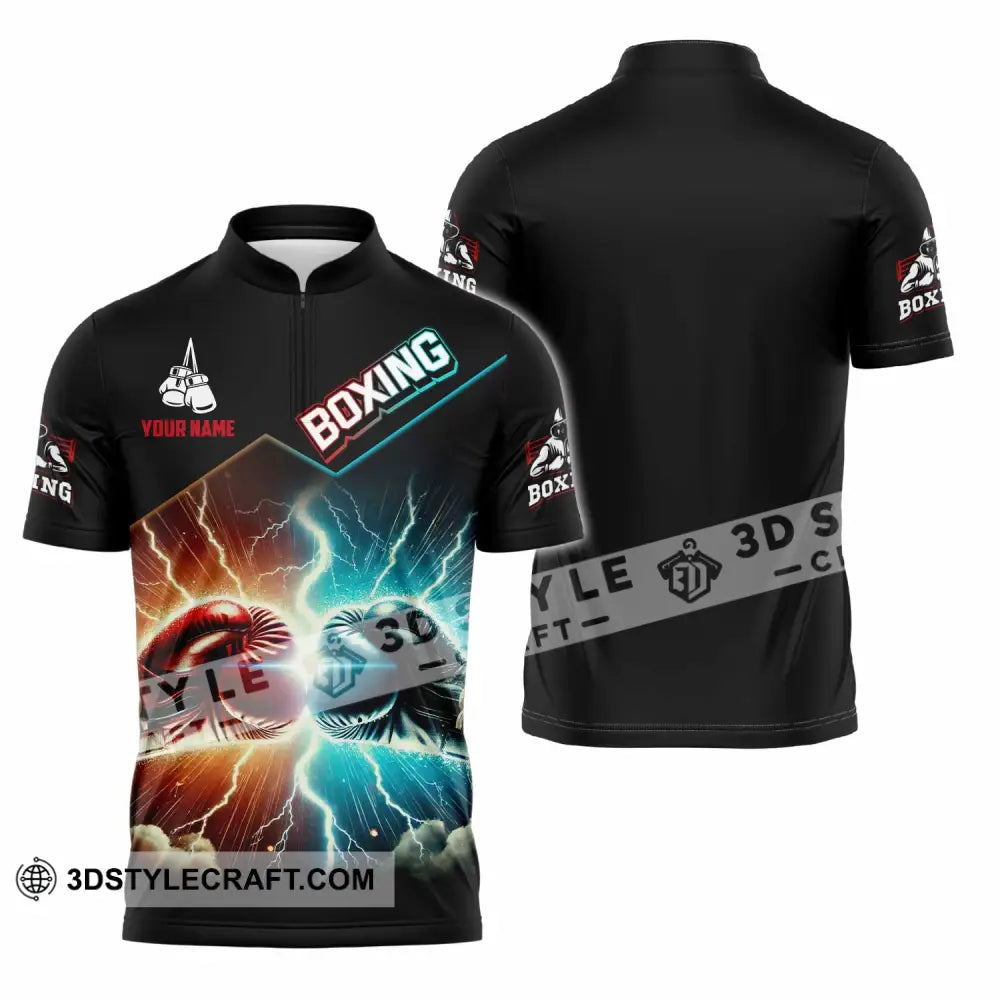 Unisex Shirt - Custom Boxing Lover Sport Shirt Zipper Polo Shirt / S T-shirt