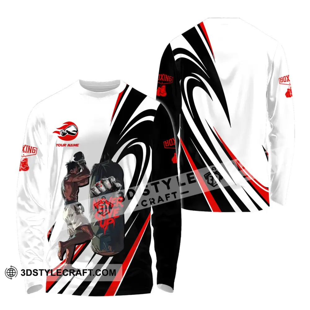 Unisex Shirt Custom Boxing Never Give Up Shirt Long Sleeve Shirt / S T shirt