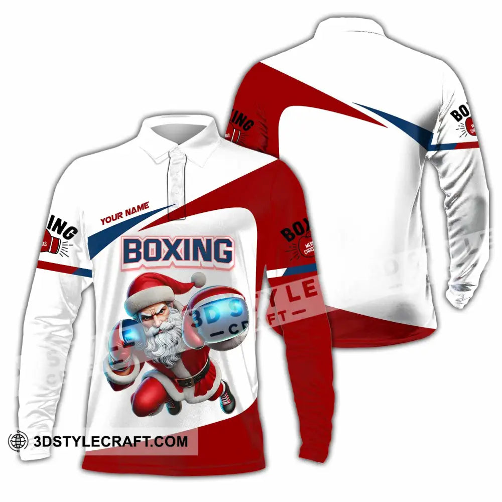 Unisex Shirt - Custom Boxing Santa Shirt Long Sleeve Polo / S T-shirt
