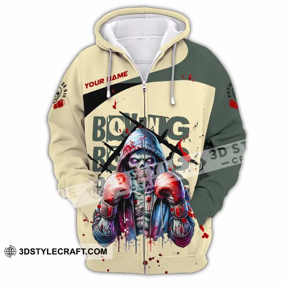 Unisex Shirt Custom Boxing Sport Shirt Zipper Hoodie / S T shirt