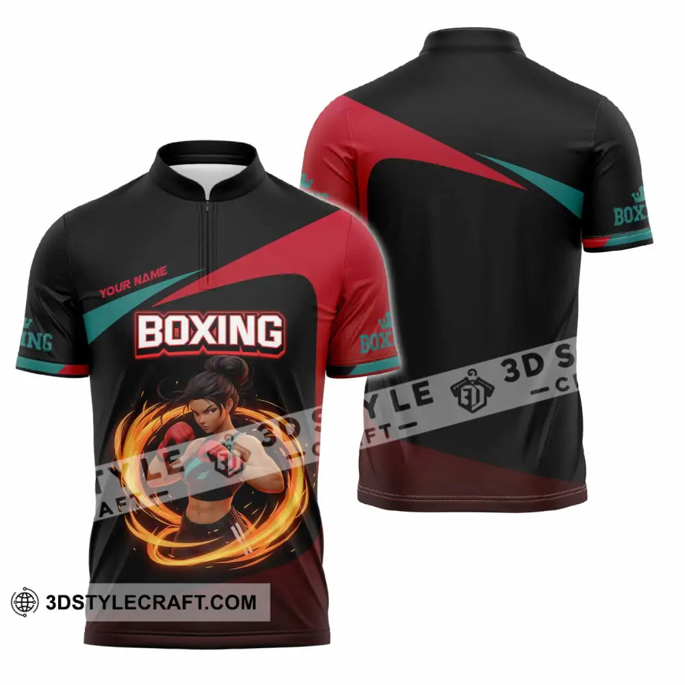 Unisex Shirt Custom Boxing Sport Shirt Zipper Polo Shirt / S T shirt