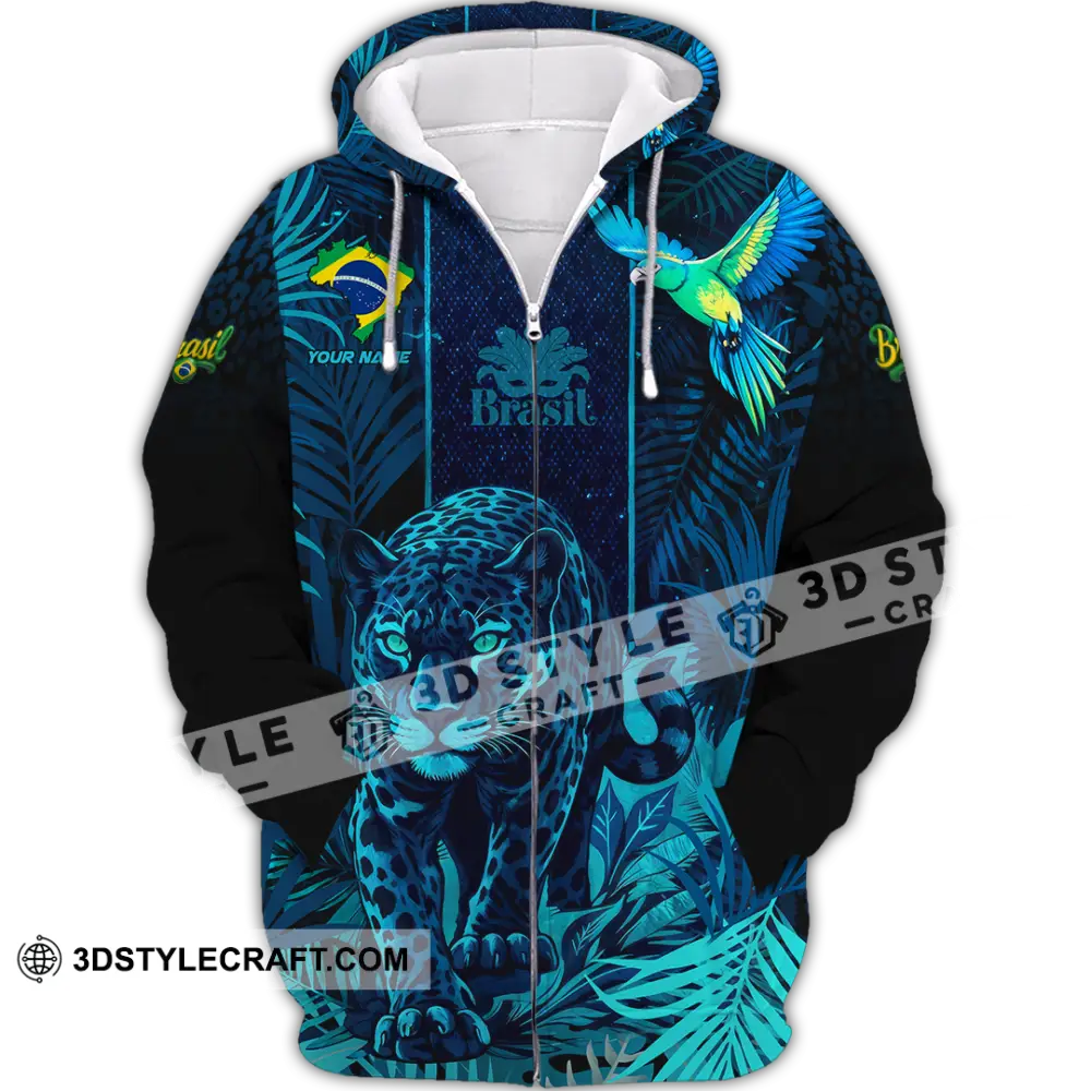 Unisex Shirt - Custom Brasil 3D Shirt Zipper Hoodie / S T-shirt