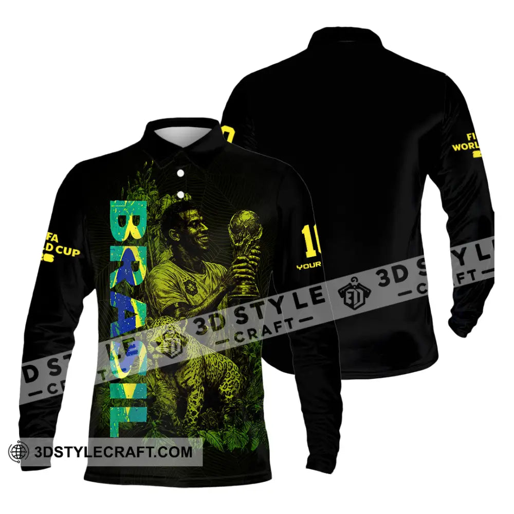 Unisex Shirt - Custom Brasil Fifa World Cup 2026 3D Shirt Long Sleeve Polo / S T-shirt