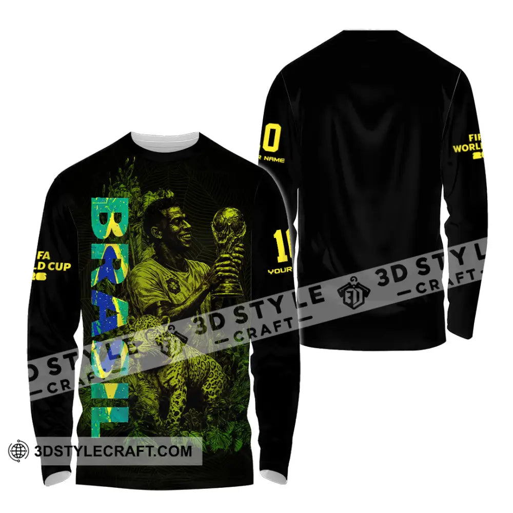 Unisex Shirt - Custom Brasil Fifa World Cup 2026 3D Shirt Long Sleeve Shirt / S T-shirt