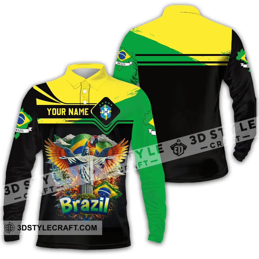 Unisex Shirt - Custom Brazil 3D Shirt Long Sleeve Polo / S T-shirt