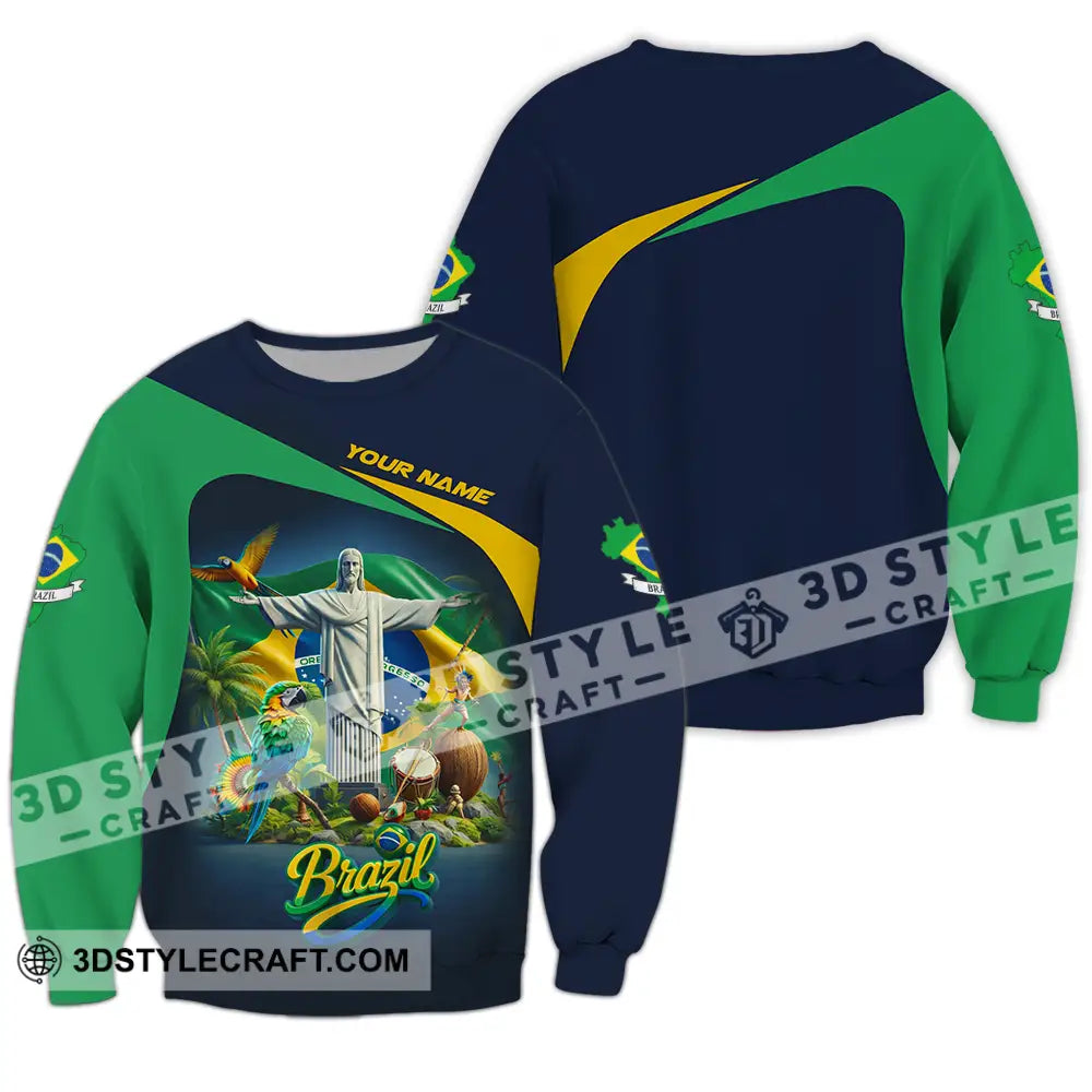 Unisex Shirt - Custom Brazil 3D Shirt Long Sleeve / S T-shirt