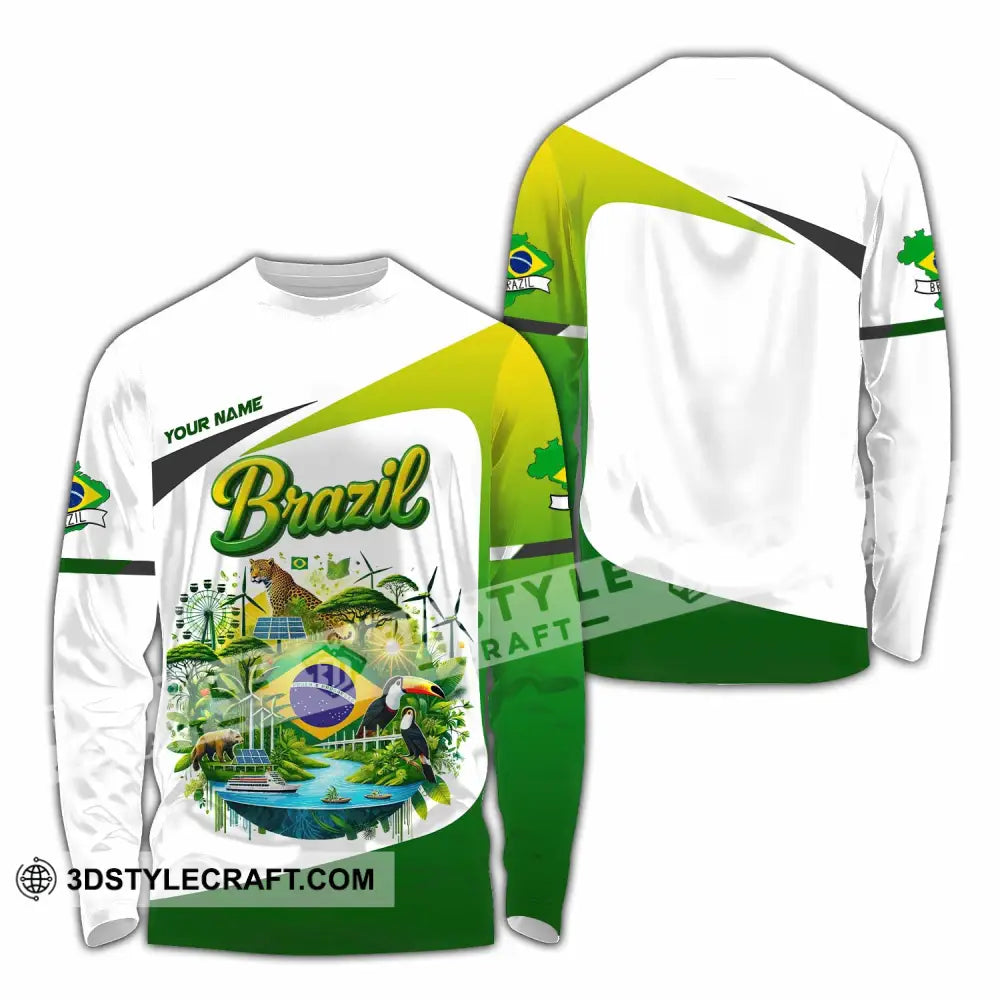 Unisex Shirt - Custom Brazil 3D Shirt Long Sleeve Shirt / S T-shirt