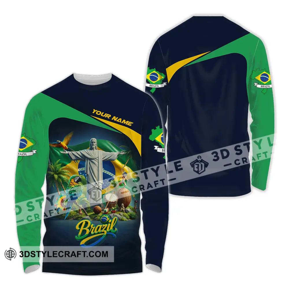 Unisex Shirt - Custom Brazil 3D Shirt Long Sleeve Shirt / S T-shirt
