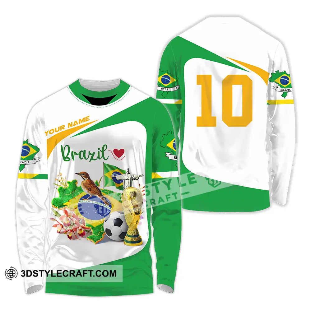 Unisex Shirt - Custom Brazil 3D Shirt Long Sleeve Shirt / S T-shirt