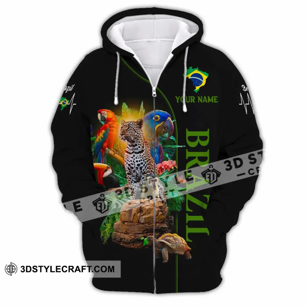 Unisex Shirt - Custom Brazil 3D Shirt Zipper Hoodie / S T-shirt