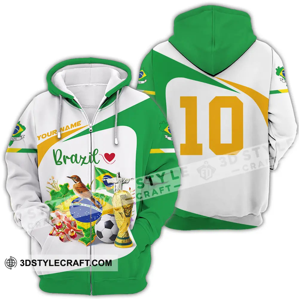 Unisex Shirt - Custom Brazil 3D Shirt Zipper Hoodie / S T-shirt
