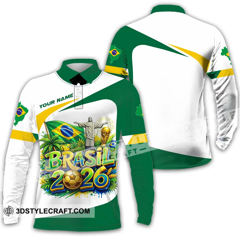 Unisex Shirt - Custom Brazil Fifa Club World Cup 2026 3D Shirt Long Sleeve Polo / S T-shirt