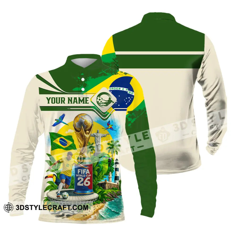 Unisex Shirt - Custom Brazil Fifa World Cup 2026 3D Shirt Long Sleeve Polo / S T-shirt