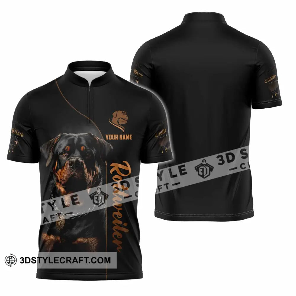 Unisex Shirt - Custom Castle Black Rottweilers Dog Shirt Zipper Polo Shirt / S T-shirt