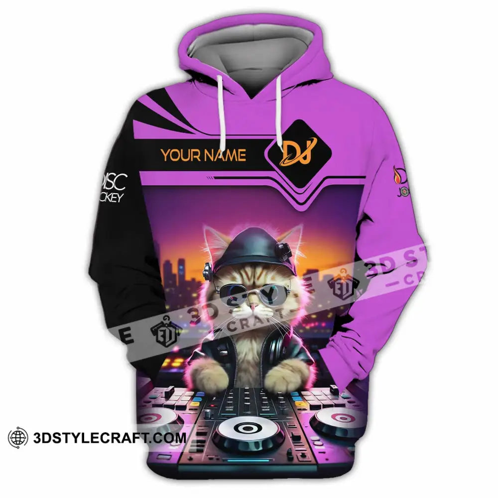 Unisex Shirt - Custom Cat Disc Jockey Shirt Hoodie / S T-shirt