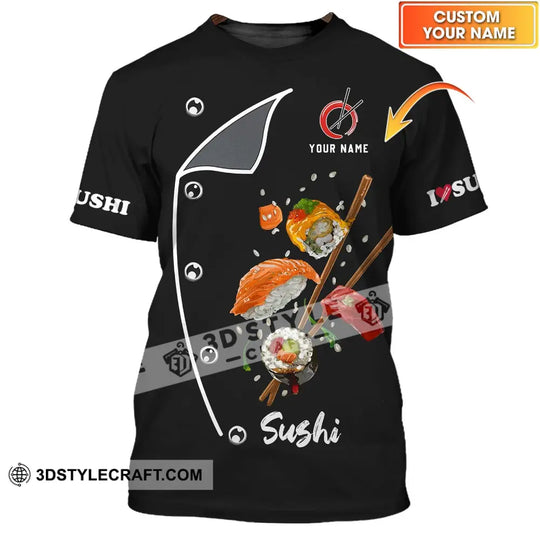 Unisex Shirt - Custom Chef Name Shirt - Chef Shirt - Chef Name, I Love Sushi, Gift For Japan Kitchen Lover style option 1