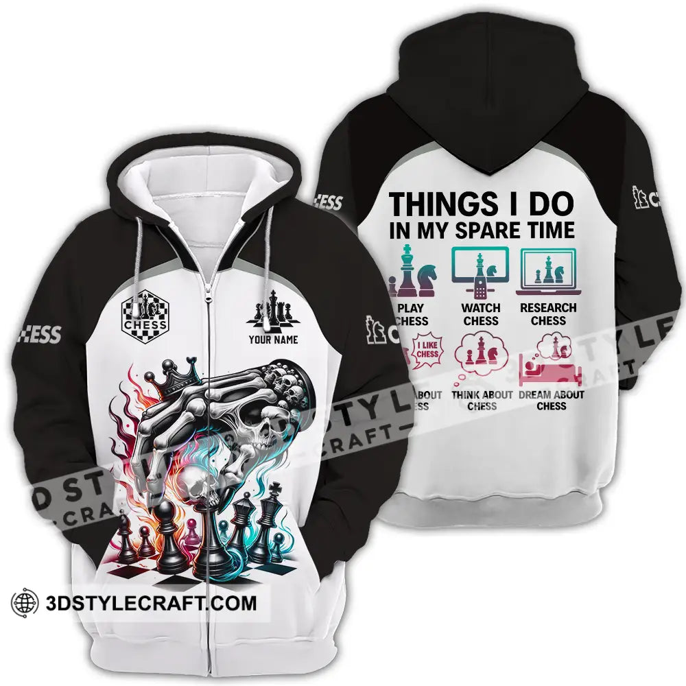 Unisex Shirt - Custom Chess Lover Classic Shirt Things I Do In My Spare Time Zipper Hoodie / S T-shirt