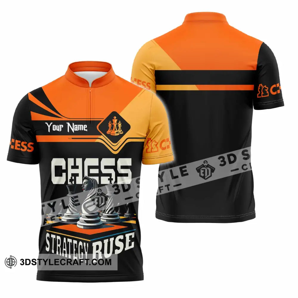 Unisex Shirt Custom Chess Strategy Ruse Shirt Zipper Polo Shirt / S T shirt