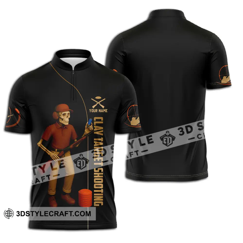 Unisex Shirt - Custom Clay Target Shooting Shirt Zipper Polo Shirt / S T-shirt