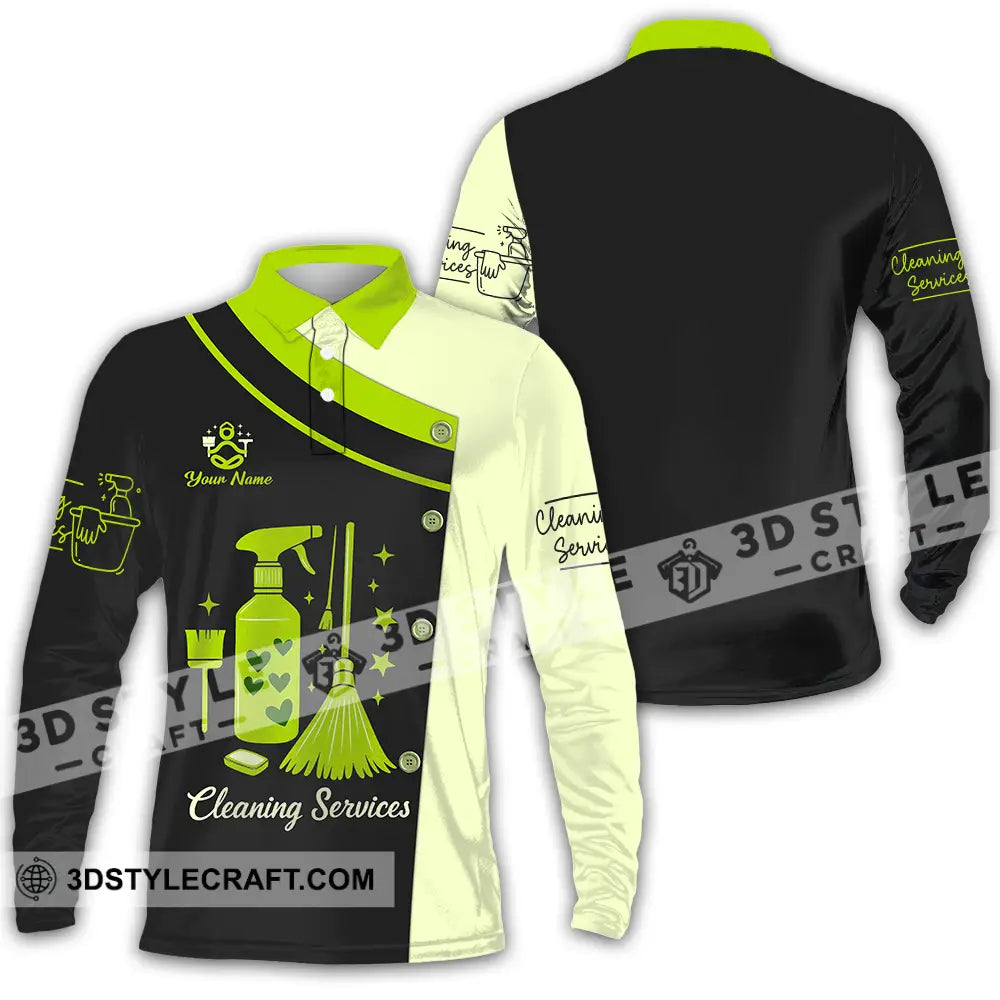 Unisex Shirt - Custom Cleaning Service Shirt Long Sleeve Polo / S T-shirt