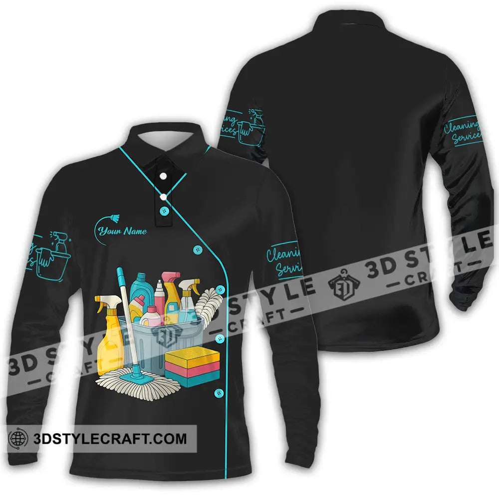 Unisex Shirt - Custom Cleaning Service Shirt Long Sleeve Polo / S T-shirt