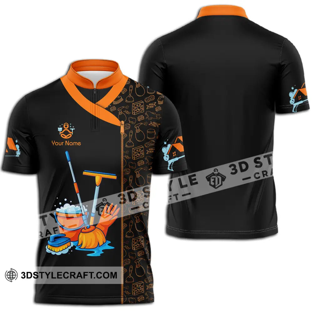 Unisex Shirt - Custom Cleaning Service Shirt Zipper Polo Shirt / S T-shirt