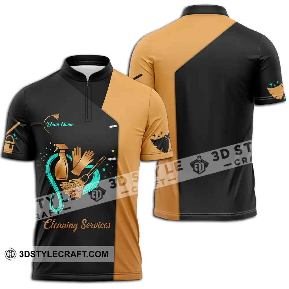 Unisex Shirt - Custom Cleaning Service Shirt Zipper Polo Shirt / S T-shirt