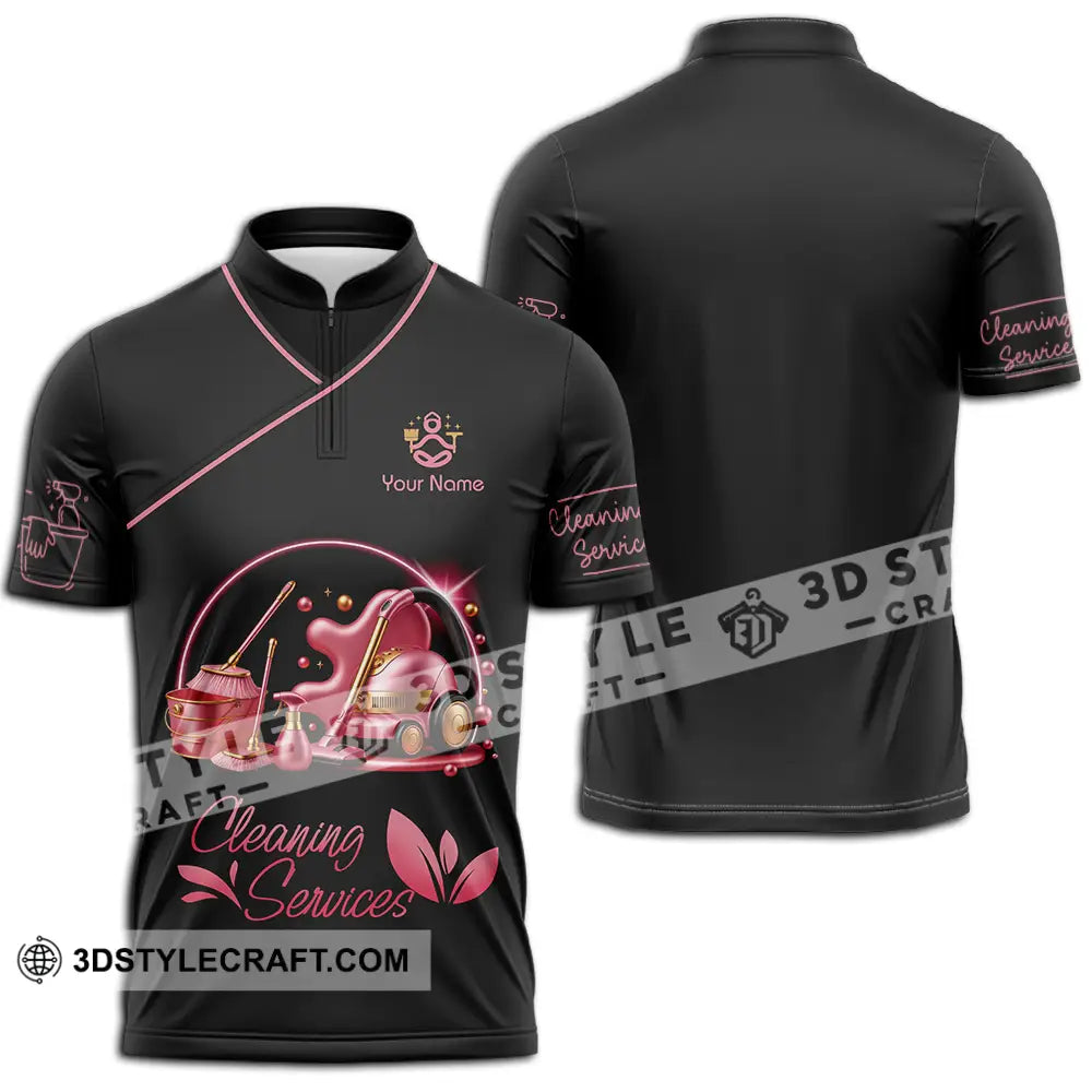 Unisex Shirt - Custom Cleaning Service Shirt Zipper Polo Shirt / S T-shirt