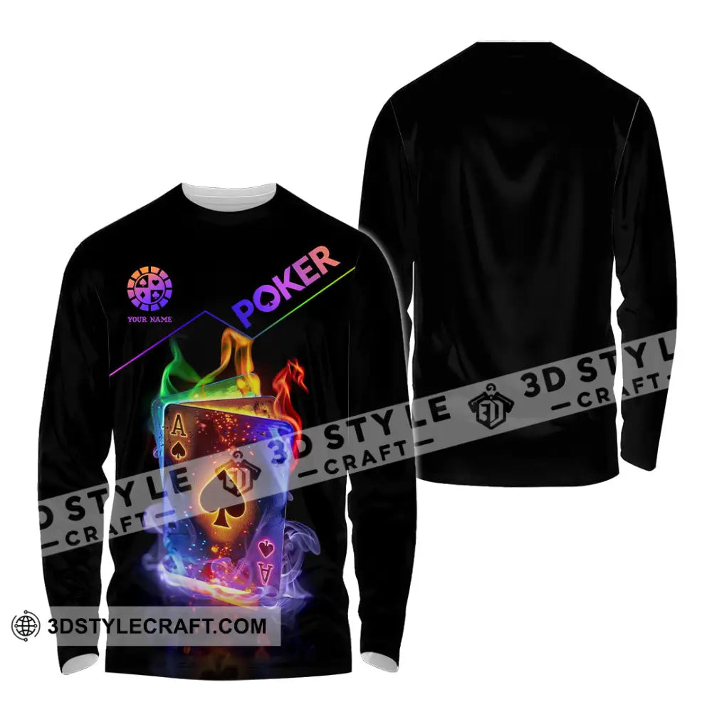 Unisex Shirt - Custom Colorful Poker Ace Card Shirt Long Sleeve Shirt / S T-shirt