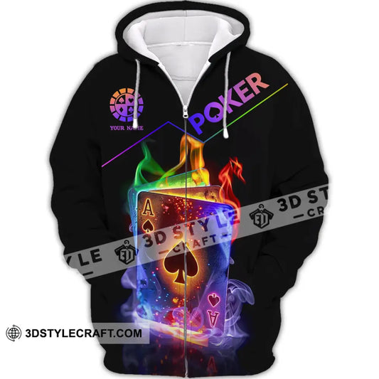 Unisex Shirt - Custom Colorful Poker Ace Card Shirt Zipper Hoodie / S T-shirt