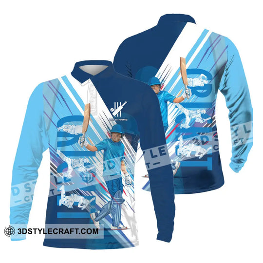 Unisex Shirt - Custom Cricket Player Blue Design Shirt style option 4
