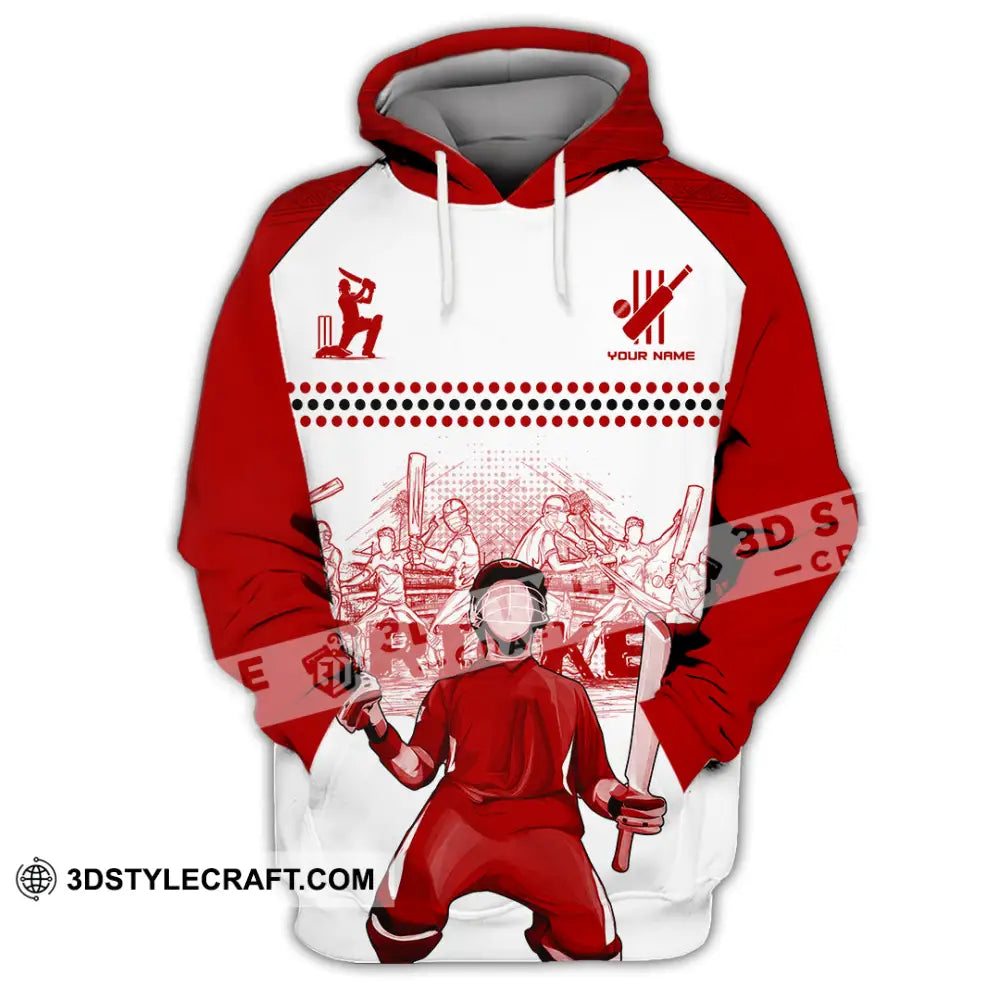 Unisex Shirt Custom Cricket Player Red Design Shirt Hoodie / S T shirt