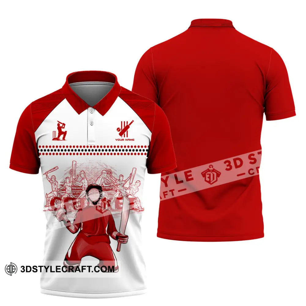 Unisex Shirt Custom Cricket Player Red Design Shirt Polo Shirt / S T shirt