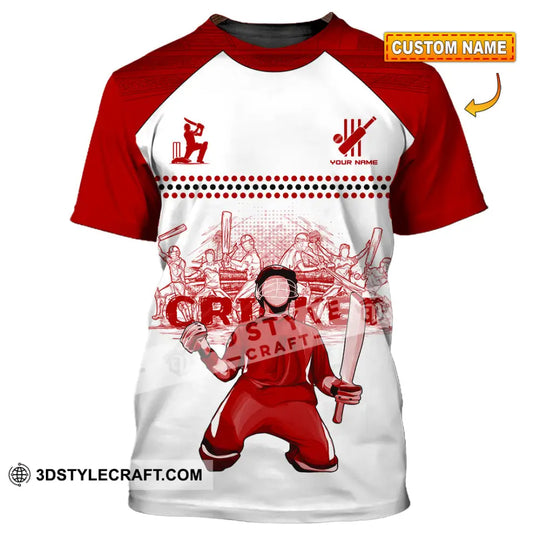 Unisex Shirt - Custom Cricket Player Red Design Shirt style option 1
