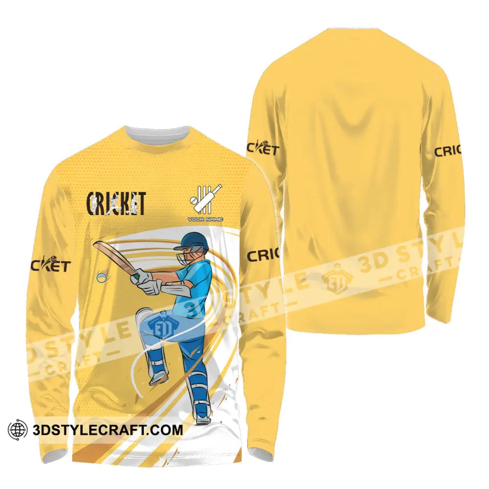 Unisex Shirt Custom Cricket Player Yellow Design Shirt Long Sleeve Shirt / S T shirt