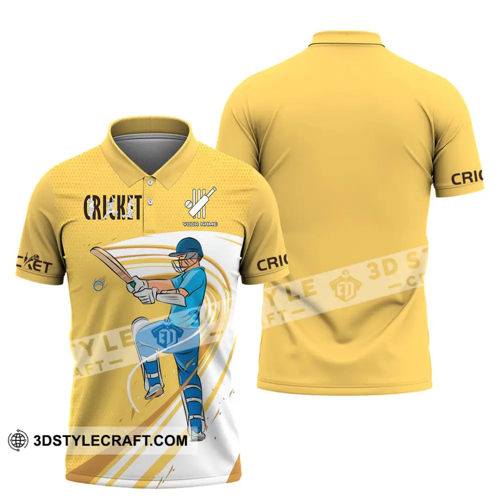 Unisex Shirt Custom Cricket Player Yellow Design Shirt Polo Shirt / S T shirt