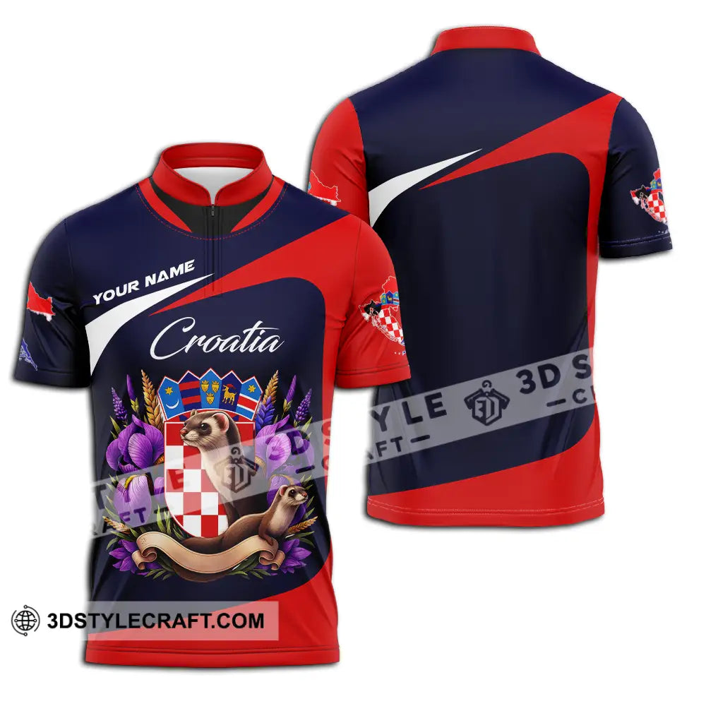 Unisex Shirt - Custom Croatia 3D Shirt Zipper Polo Shirt / S T-shirt