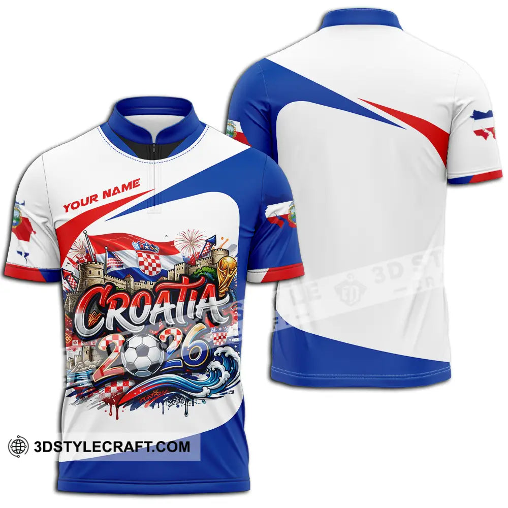 Unisex Shirt - Custom Croatia Fifa Club World Cup 2026 3D Shirt Zipper Polo Shirt / S T-shirt