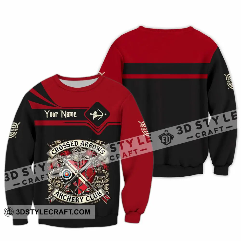 Unisex Shirt Custom Crossed Arrows Archery Club Sport Shirt Long Sleeve / S T shirt