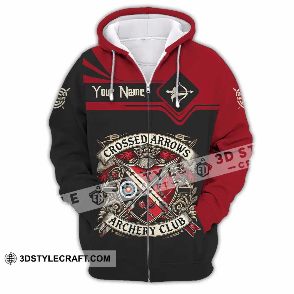 Unisex Shirt Custom Crossed Arrows Archery Club Sport Shirt Zipper Hoodie / S T shirt